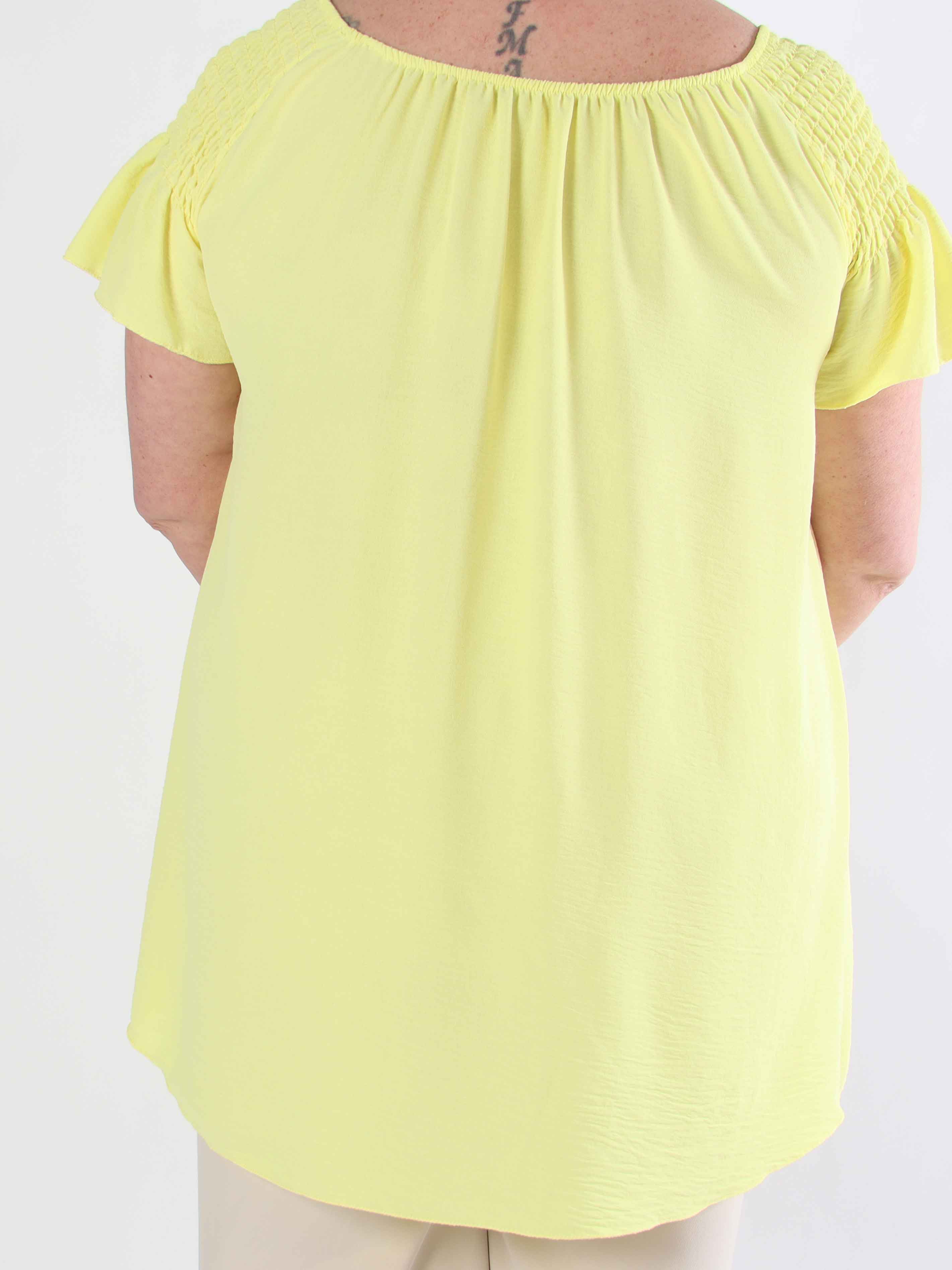 Esther - Plus size tunika med flæseærmer og elastik i udskæringen